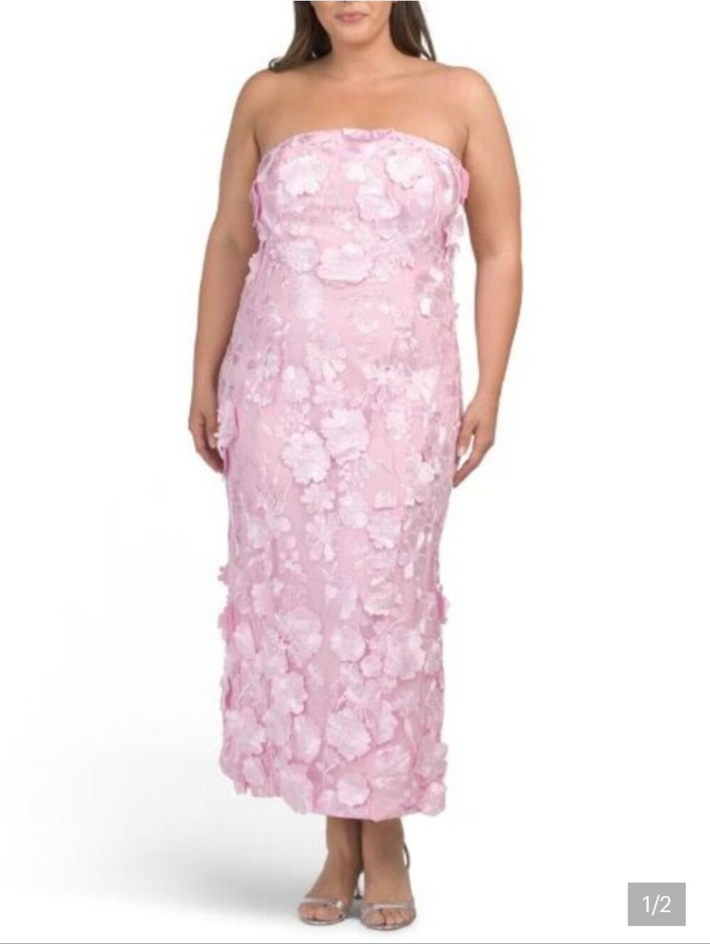 Nwt 1X $ 230 Endless Rose Strapless Pink Floral Embroidered Maxi Dress B3 - Picture 8 of 16